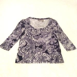 CHICO'S Women's knit top, navy/white M